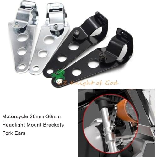 Pcs Motorcycle 28mm-36mm Headlight Mount Brackets Fork Ears for Harley Chopper Bobber Cafe Racer Head Lamp Mount Black Chrome