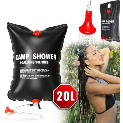 20L Water Bag Foldable Solar Energy Heated Camp PVC Shower Bag Outdoor Camping BBQ Hiking Climbing Travel Picnic Water Storage
