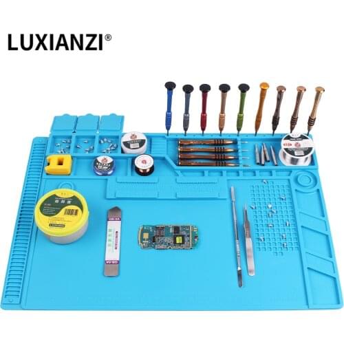 LUXIANZI Heat-Resistant Silicone Soldering Mat Insulation ESD Work Desk Pad For BGA Soldering Station Repair Pad with Magnetic
