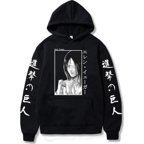 Attack on Titan Hoodie Long Sleeves Eren Jaeger hoodies sweatshirt Graphic Loose Pullovers Unisex Clothes manga cartoon hoodies