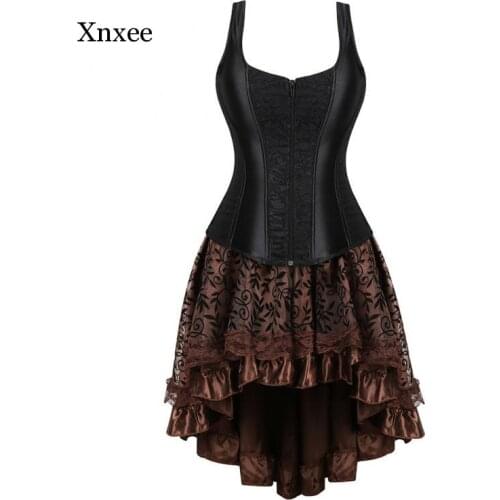 Women Steampunk Gothic Underbust Waist Trainer Corset Dress Vintage Bustier Top Corset Dress Corset Drama Stage Show Bustiers