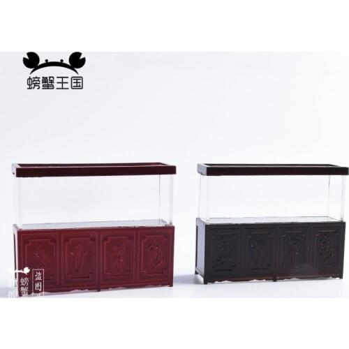 1pcs 1:25 Dollhouse mini Furniture Miniature Doll accessories Chinese Style Plastic Fish Tank Redwood Rosewood color