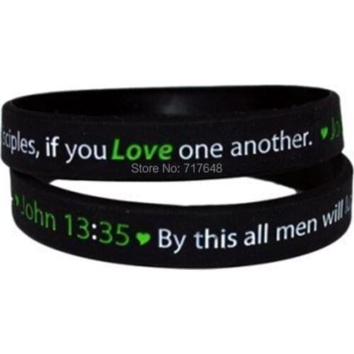 100pcs Bible Verses John 13:35 Love one Another wristband silicone bracelets free shipping by epacket A