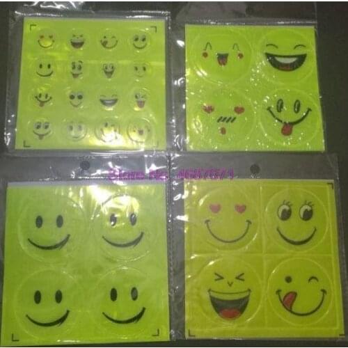 By DHL 1000Pcs Funny Reflective Bicycle Bike Sticker Smiling Face Pattern Safety Night Riding Decal Riding Sticker decoration