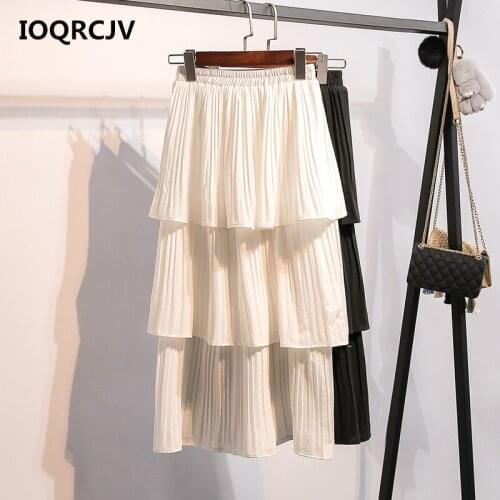 2019 Summer New Chiffon Skirt Women 3 Layers Cake Skirt Female White Black Skirt Lolita Petticoat Bridesmaids Long Skirt R156