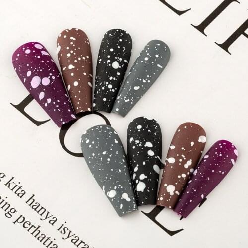 40pcs Box Snowflake Long Fake Nails Designer French Dot Press on False Nails Coffin Decoration Tips Artifical Nails