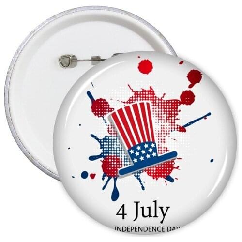 5pcs America 4 July Independent Day Sam Hat Pattern Round Pin Badge Button Clothing Patche Kid Gift Brooche