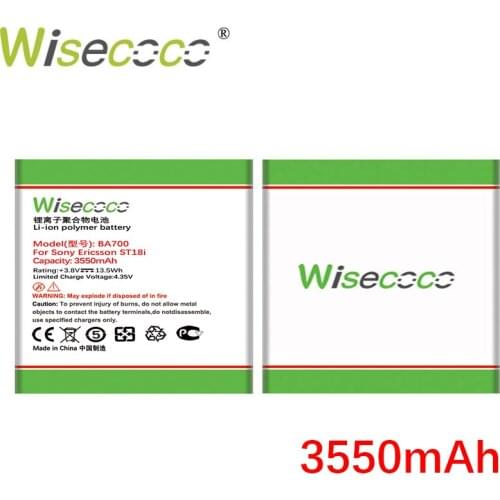 Wisecoco 3550mAh BA700 Battery For SONY Ericsson ST18i MT15i MT16i MK16i MT11i ST21i ST23i Phone New Produce+Tracking Number