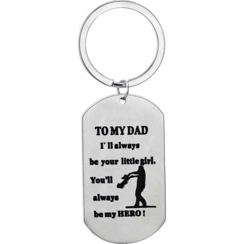 12PC Dad Keyrings To My Dad Stainless Steel Dog Tag Charm Pendant Keychains Dad Daddy Papa Fathers Day Gifts Birthday Gifts Hot