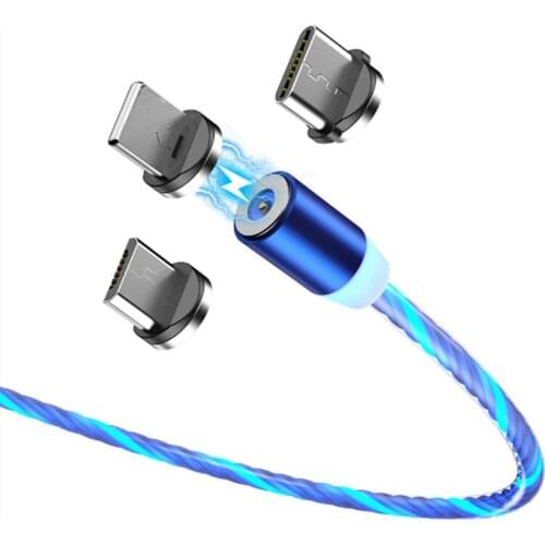 Colorful Magnetic LED Light Cable Fast Charging Magnet Micro USB Type C Cable LED Wire Cord Type-C Charger for iphone