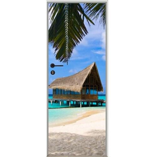 Scenery Door Sticker Easter Day Theme Self-adhesive PVC London Decor Wallpaper Refrigerator Sticker for Bedroom Home Decoration