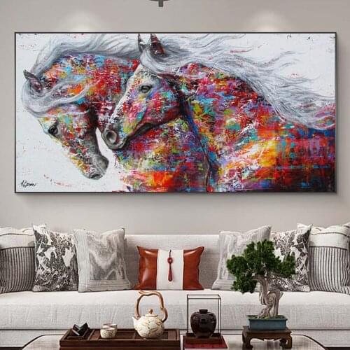 Apply To Living Room Corridor Bedroom Decoration Posters and Prints Color Drawing Galloping Horse Wall Art Canvas Painting Decor