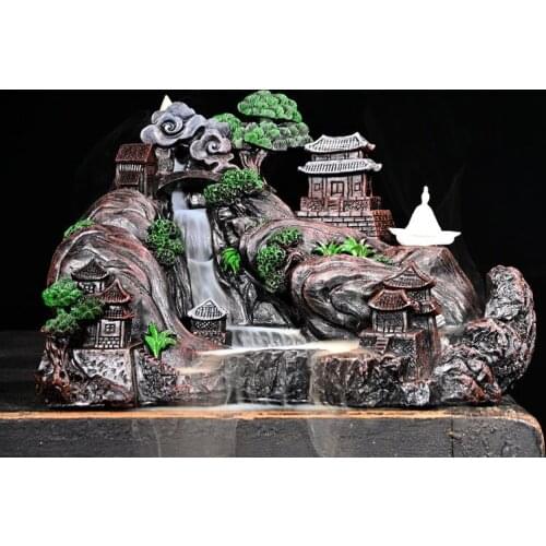 Rockery Backflow Incense Burner Resin Smoke Waterfall Incense Sticks Holder Free Gift 20 Pcs Cones Creative Home Decoratin