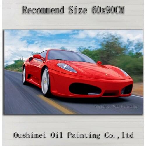 Artist Hand-painted Top Racing Car Oil Painting On Canvas Beautiful Modern Red Car Decorative Painting For Living Room