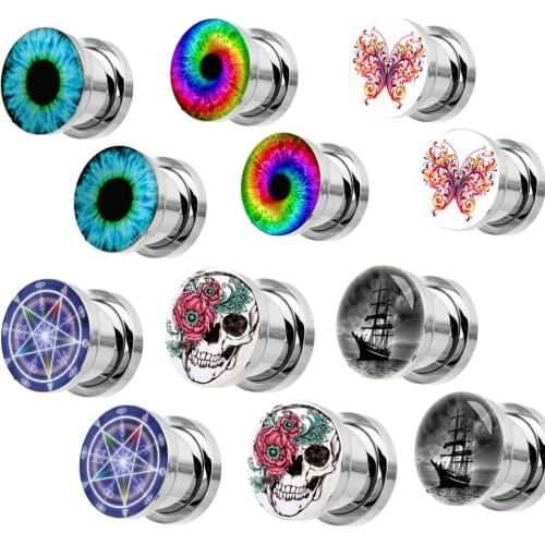 JUNLOWPY Stainless Steel MIx 7 Size Screw Ear Plugs Tunnels Gauges Stretcher Piercings Wholesale Body Jewelry Expander