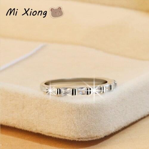 Mixiong Real 925 Sterling Silver Rings for Women Engagement Wedding Party Gift To Wife Romantic Love Luxury Trendy Cute Jewelry
