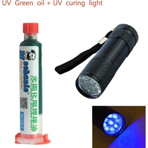 MECHANIC 10CC UV SOLDER MASK PCB BGA PAINT PREVENT CORROSIVE ARCING Soldering Welding Fluxes Oil+9led UV curing light