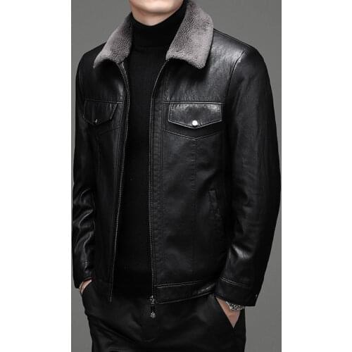 2021 Men Autumn Winter New Soft Genuine Leather Jackets Male Motorcycle Short Coats Men Lapel Real Sheepskin Outwear W652