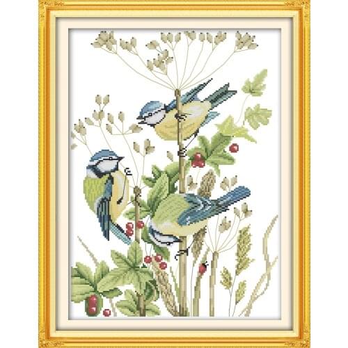 Three little birds 3 cross stitch kit aida 14ct 11ct count print canvas stitches embroidery DIY handmade needlework