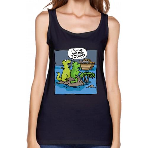 Noah Ark Dinosour Funny Bibel Darwinism Evolutions Tanks Top Gift Authentic Short Sleeve Natural Size S-XXL Printing Tanks