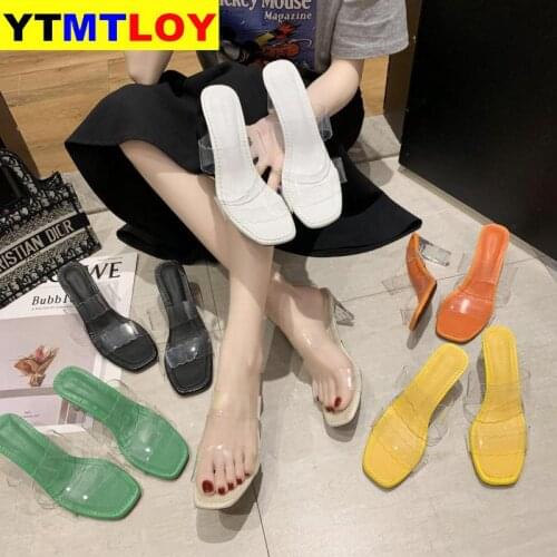 New Shoes Woman Sandals PVC Jelly Crystal Heel Transparent Sexy Clear High Heels Summer Sandals Pumps Shoes