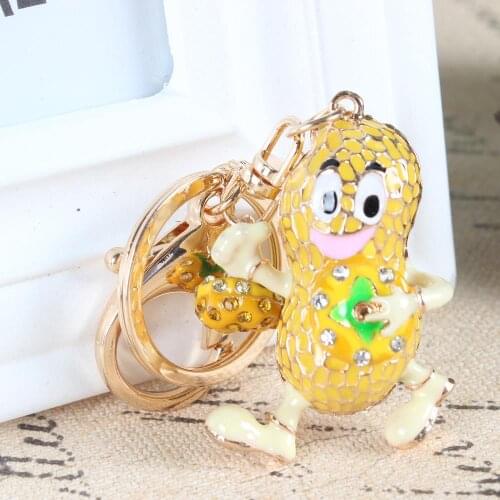 Lovely Peanut New Cute Crystal Charm Pendant Purse HandBag Car Key Ring Chain Wedding Party Favorite Gift