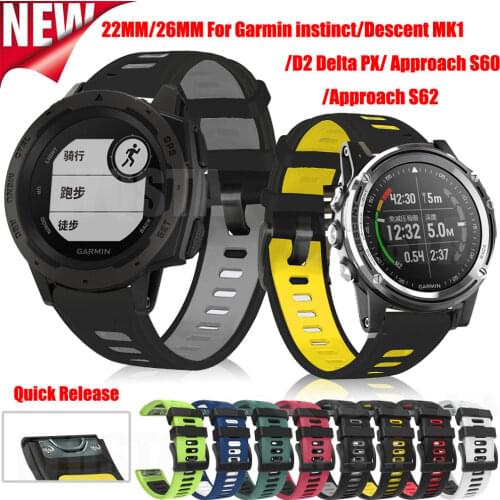 QuickFit 26/22mm Watch Band Strap For Garmin Approach S60 S62/Quatix 3/Tactix Bravo Delta/Quatix5/Descent Mk1 Instinct Bracelets