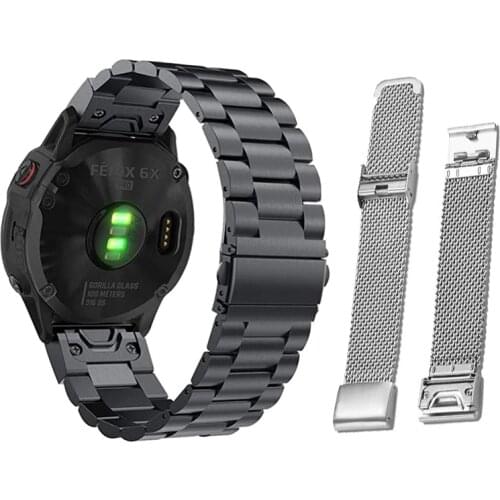 For Fenix 6x Pro/3 HR/Fenix 5X Plus 5S stainless steel metal strap Garmin adapter 20 mm 22 mm 26 mm Milanese ring strap strap