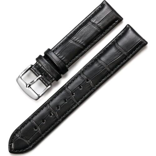 20MM Black Leather Watch Bands Sweat Proof, Watches Parts Watch Strap 2CM Wide