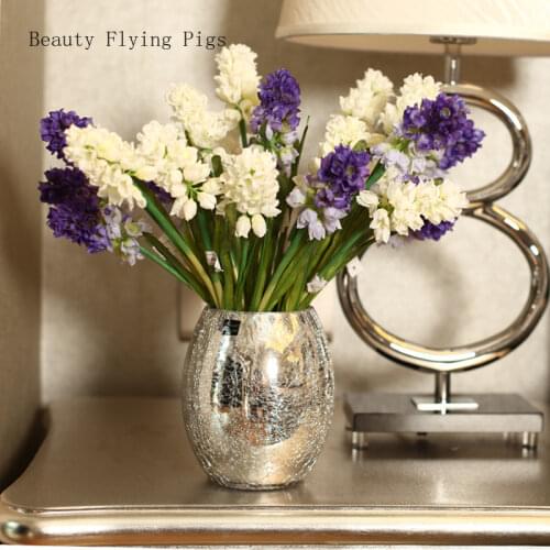 Light luxury plating silver glass vase flower color glass vase ball glass vase new house dried flower storage decoration gift