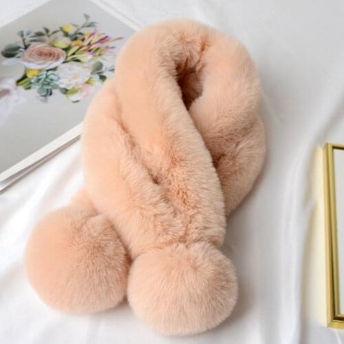 Pink Fashion Autumn Winter Women Lady Faux Fox Furry Plush Scarf Grass Collar Fur Scarf Korea Neck Warmer New Year Gift Bufanda