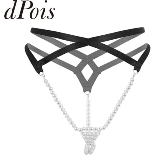 Sexy Womens Ladies Erotic Mini Lingerie Panties Low Rise T-Back Open Butt Stretchy Pearl G-String Thong Bikini Briefs Underwear