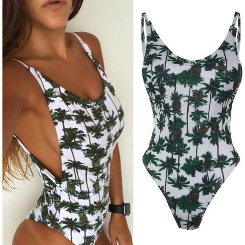 Sexy Printing Floral One Piece Swimsuit Women Monokini Backless V-neck Push Up Padded Bikini Swimsuit Swimwear Bathing Suit 2020