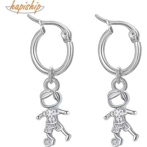 Hapiship 2021 New Fashion Stainless Steel Boy Girls Infinite Flower 15mm Charm Hoop Earring For Women Everyday Jewelry E002