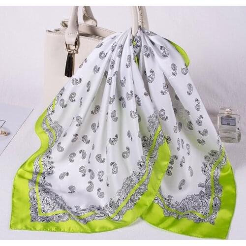 Silk Square Women Scarf Print Summer Foulard Neck Scarves Hair Band Shawl NEON Lady Wraps Fashion Bandana Pashmina drop shipping