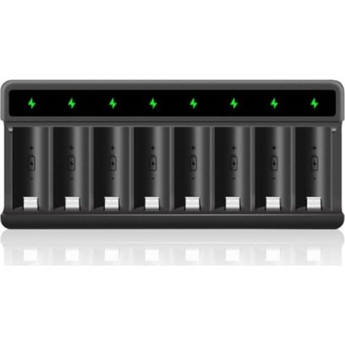 Universal Battery Charger for CR123A Battery Rechargeable Batteries with LED Indicator, Smart USB 8-Slot Battery Charger