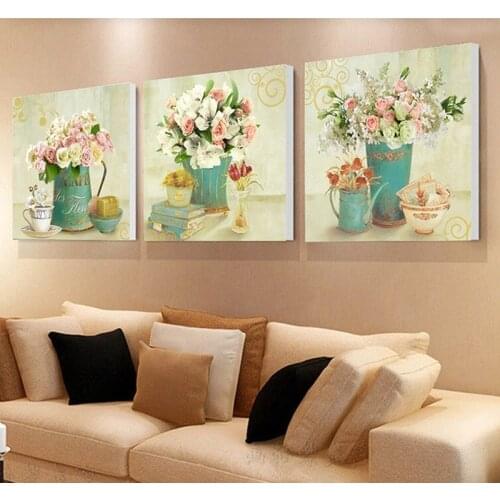 Vintage Modular Pictures Retro flower Paintings For The Kitchen Canvas Painting Poster Flowers Wall Panels For The Living Room