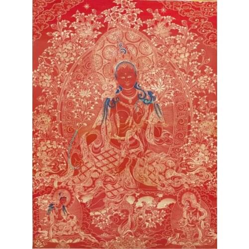 Green Tara Buddha Red Thangka Painting Canvas Printings HD Print on Canvas Home Decor Living Room Wall Art Buddhist Picture