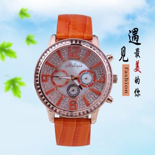 2018 new melissa large dial fashion casual watch female six-pin multi-function calendar belt fashion womens watch free shipping