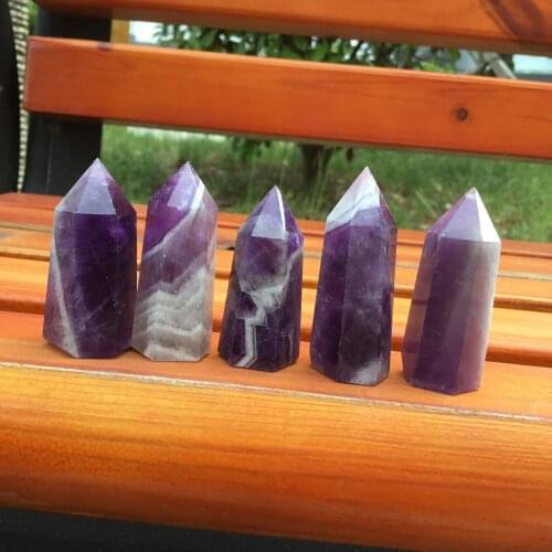 1-5pcs healing wand decoration 100% Natural Dream Amethyst tower chakra quartz crystal point