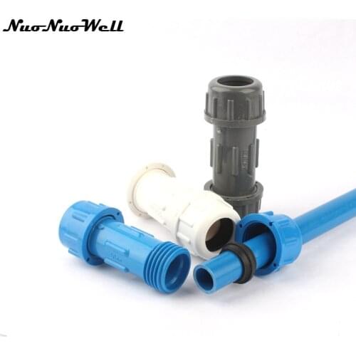 1pcs NuoNuoWell PVC 20mm 25mm Union Water Pipe Quick Connector Plastic Tube Thread Lock Connector Garden Irrigation Fittings