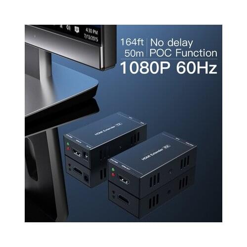 1080P HDMI-compatible Extender Over Cat6 RJ45 Over Single Transmitter Receiver 60m powered by POC with EDID For PS4 HDTV Monitor
