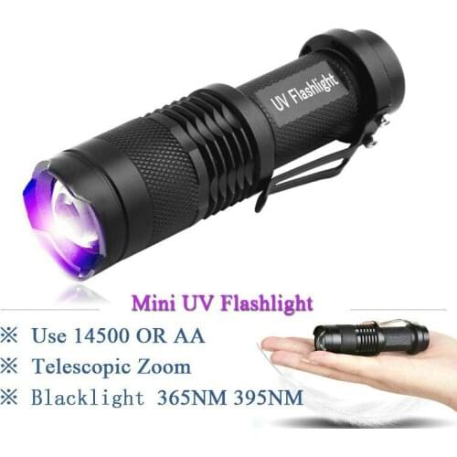 2021 new 365nm 395nm mini uv led flashlight torch lamp blacklight light cree torcia uv charge linterna