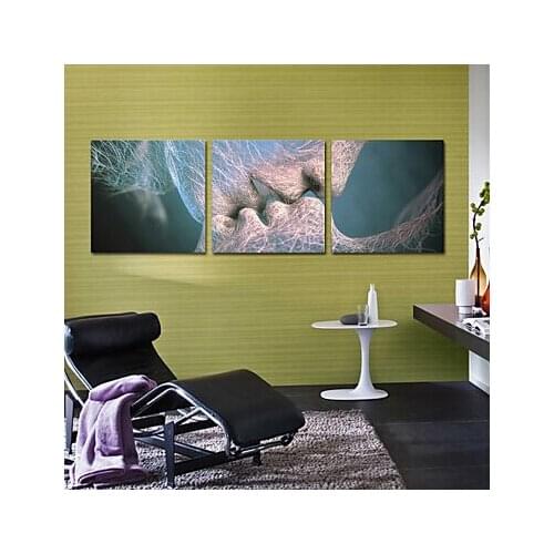 3 Pcs Large Hand Painted Canvas Art Romance Kiss People Modern Wall Pictures for Living Room Wall Art Home Wall Decor Unframe