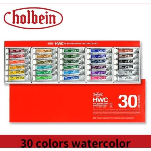 30Color W407 Holbein Artist 5ml Tubular Watercolor Paint Transparent Gouache Paint Set,Artist Grade Acuarela for Student Drawing