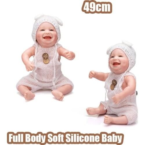 49CM Reborn Doll Full Silicone Baby Sweet Happy Baby Girl Waterproof Bath Toy for Kids Reborn Baby Doll Drop Shipping