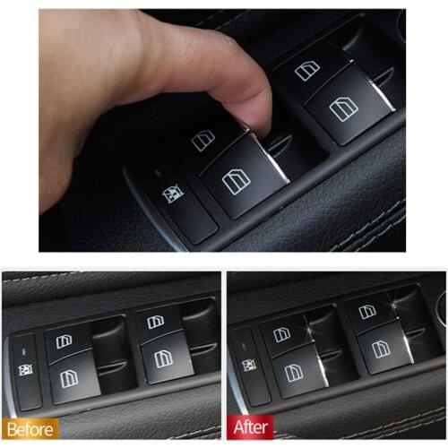 7pcs Button Sticker Parts Tool For Mercedes/Benz E W212 C W204 GLK X204 ML GL W166 X166 Door Lift Button Stickers