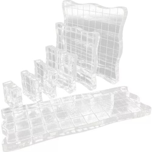 7Pcs Stamp Blocks Acrylic Clear Stamping Blocks Tools With Grid And Grip DIY Crafts Ornaments Handmade Tool