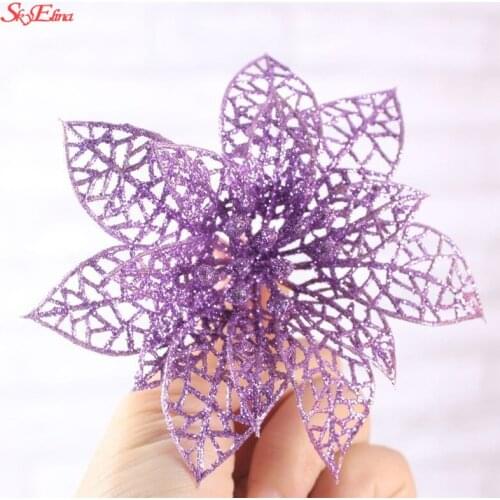 7cm/15cm Glitter Artificial Flowers Christmas Decorations for home wedding decor bridal accessories diy High Quality 5zHH186