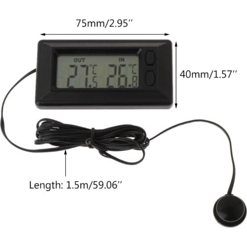 Auto Car LCD Digital Display Indoor Outdoor Thermometer Meter With 1.5m Cable